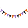 Halloween bunting banner with purple, black, and orange triangle flags for party decor - Black Orange Purple Triangle Banner