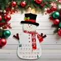 Detailed felt snowman advent calendar with 24 date pockets and a candy cane marker - Snowman