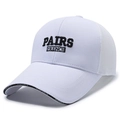 White mesh baseball cap featuring black embroidered letters and extended sun visor - Adjustable / White