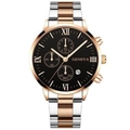 Montre à quartz pour hommes avec bracelet en acier bicolore or rose et cadran noir - Bracelet Bicolore Argent Or Rose Cadran Noir (12)