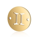 Detailed view of a golden Gemini zodiac pendant connector for DIY jewelry projects - 5 Pcs/Pack / Gold-Gemini