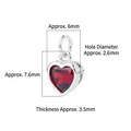 S925 sterling silver heart charm with a vibrant red heart-shaped zircon gemstone inlay - Small (6mm) / Red