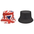 Détail d'un chapeau bob avec drapeau britannique et un chapeau de soleil noir classique - Drapeau Britannique Imprimé Intégral (款式-2)