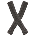 Thick dark grey cable knit long fingerless gloves with ribbed cuffs for winter warmth - One Size / Dark Gray