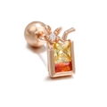 Creative rose gold juice box ear stud with colorful zircon and ball back screw - Juice Cup / Rose Gold