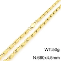 Gold stainless steel pig nose chain link necklace with lobster clasp, 660mm x 4.5mm - Gold Box Chain (KN295410-KFC)