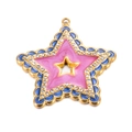 Detailansicht Sternanhänger mit Emaille in Rosa und Blau sowie Zirkonia-Besatz - Navyblau und Rot