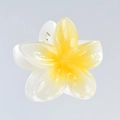Floral plumeria hair claw clip with yellow and white gradient in semi-transparent resin - Yellow White 8cm