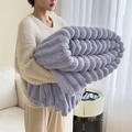 Thick lavender purple plush blanket with luxury 3D wavy texture for home comfort - Rabbit Plush Purple