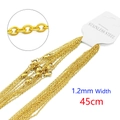Detail of 1.2mm width 45cm long gold stainless steel chain necklace links - Flat Cross Gold 1.2mm-45cm