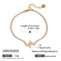 Detail of 18K gold stainless steel tennis bracelet with zircon bow and dimensions - Heartbeat Wave Tennis Bracelet (JDB0304009)