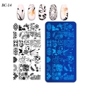 Detailed BC-14 nail stamping plate with butterfly and floral patterns for professional nail art - Butterfly Vine Geometric Lace Style (BC-14)