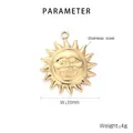 Detalle de los parámetros del colgante de sol de 20mm en acero inoxidable dorado - Colgante de Sol de Acero Inoxidable / Sol Sonriente Color Dorado (KLJ7618-Z)