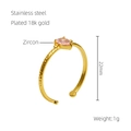 18K vergulde roestvrijstalen open ring met een peervormige roze zirkoon edelsteen - Roze