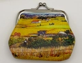Retro metal clasp coin purse with Van Gogh Harvest painting print on canvas fabric - 3003-7# Harvest