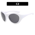 Y2K futuristic oversized sunglasses with a chunky white frame and dark grey lenses - Solid White Frame Gray Lens