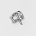 Minimalistischer silberner Metall-Haarhaken mit unregelmäßigem Rechteck-Design - Kreisförmiges Design / Silber