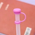 Pink silicone straw cover cap with 10mm dust plug design for reusable straws - 10mm Straw Cap (Without Straw) / Rose Red Mushroom
