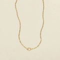 Elegant gold paperclip chain necklace featuring a minimalist round clasp connector - Original 1:1 Paperclip Chain with Jump Ring / Gold