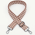 Ethnic style adjustable wide shoulder strap with brown geometric weave and gunmetal hooks - No.285 Gunmetal Hook