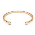 Bracelet jonc ouvert plaqué or 18 carats avec deux accents en zircone cubique - Cuivre Plaqué Or 18K / Or Rose avec Double Zircone