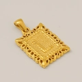Pendentif carré doré avec bordure ajourée et motif de lettre L embossé élégant - L-Pendentif Seul