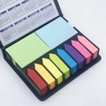 Business PU stationery set featuring a black memo box with colorful notes and 2024 calendar - Black / Medium Sticky Notes / 200 Sheets