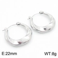 Pendientes de aro retorcidos en acero inoxidable plateado de 22mm para mujer - Color Acero (KE112462-KFC)