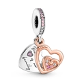 Silver and rose gold Mom heart pendant engraved with You are the heart of our family - Mom Family Heart Plate (PCT883)