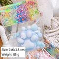 Blue cat paw squishy toy with colorful fur balls, size 7x6x3.5cm and 85g weight - Blue Plush Cat Claw