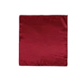 Flat lay of solid burgundy satin pocket square with fine stitched edges on white background - Wine Red