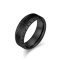 Anillo vikingo negro con nudos celtas y runas nórdicas en diseño de acero inoxidable - Talla 7 / Negro