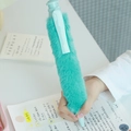 Penna a sfera a scatto in peluche verde menta impugnata per la scrittura - Blu