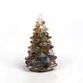Mini resin Christmas tree figurine with colorful crystal pieces in blue and brown shades - 07 Agate