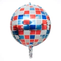 Glossy checkered blue and red 4D sphere aluminum foil balloon for party decoration - 4D Sphere Disco Blue Red / 22 Inch