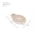 Polished silver stainless steel oval pendant with letter S engraving and 16mm dimensions - Steel Letter S
