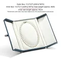Dark blue double-door pearl necklace storage box with vintage snap and white lining - No. 1 / Light Blue Pearl Necklace Box