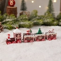 Christmas gingerbread style wooden train decor with red and white festive holiday patterns - Multicolor Wooden Train 1 / Colorful