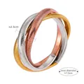 Vista dettagliata dei bracciali intrecciati tricolore placcati in oro 18k acciaio inossidabile - Bracciale Grande a Tre Toni (Z010)