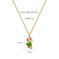 Christmas candy cane necklace with red white stripes and green bow on gold chain - Red White Candy Cane