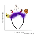 Halloween headband with purple feathers, ghost and pumpkin decor, size 22.5x21.5cm - Ghost Eyeball Purple Feather