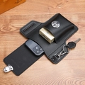 Black leather multi-functional belt pouch for phone, cigarette box and key holder - Black Upgrade Phone Bag