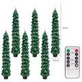 Set of six 25cm green Christmas tree LED candles with remote control on white background - Pure Green Candle 6PCS Remote