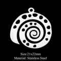 Macro shot of a 21x22mm stainless steel spiral snail pendant with hollow-out design - Spiral Style (LA405) / 5 Pieces / Silver