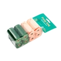 Eight rolls of eco-friendly biodegradable dog poop bags in a green and pink pack - 1.4 Mil 8 Rolls With Header / Multicolor