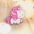 Cute white acrylic unicorn brooch with pink mane and purple horn for girls bags - 12 Soft Cute Unicorn