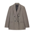 Dames kostuum set met double-breasted schoudervulling blazer en broek in taupe textuur - XS / Blazers