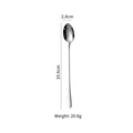 Polished stainless steel long handle mixing spoon, 19.6cm length with mirror finish - Iced Pointed Spoon