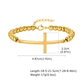 Vista dettagliata del bracciale a croce in acciaio dorato con misure precise - Stile di base / Oro