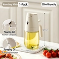 300ml warm grey 2-in-1 glass oil dispenser with spray and pour dual-mode function - 300ml / Warm Gray White